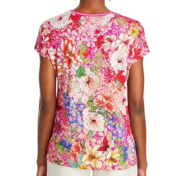 Johnny Was Frame Relaxed Dolman Sleeve Floral Tee Top Blouse Size L Multicolor - Picture 6 of 12